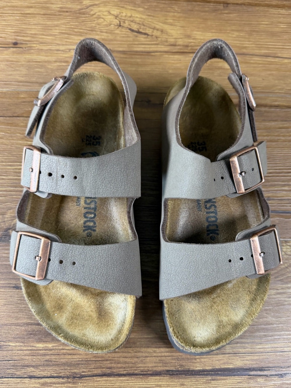 Birkenstock Milano Kids Sandals Taupe with Copper Buckles